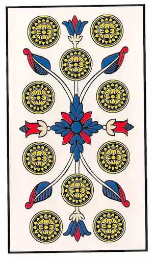 Diez de Oros en el tarot de Marsella