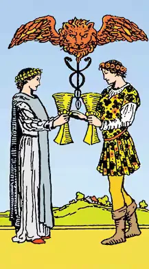 2 de copas tarot rider waite