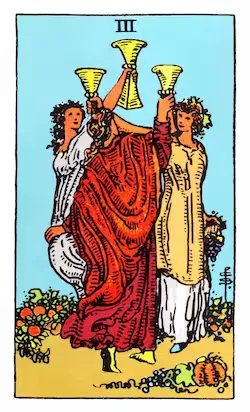 Tres de Copas Rider Waite Tarot