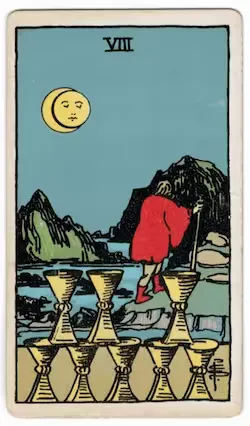 Ocho de copas rider waite tarot