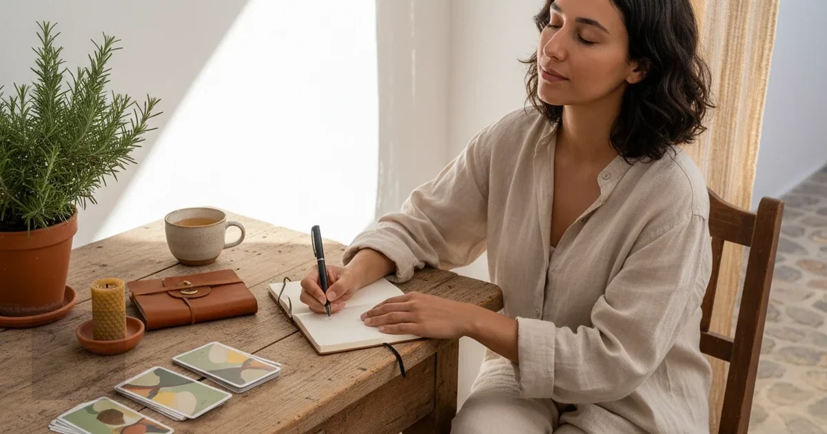 Consulta de tarot para bienestar emocional con una pausa serena y orientación clara