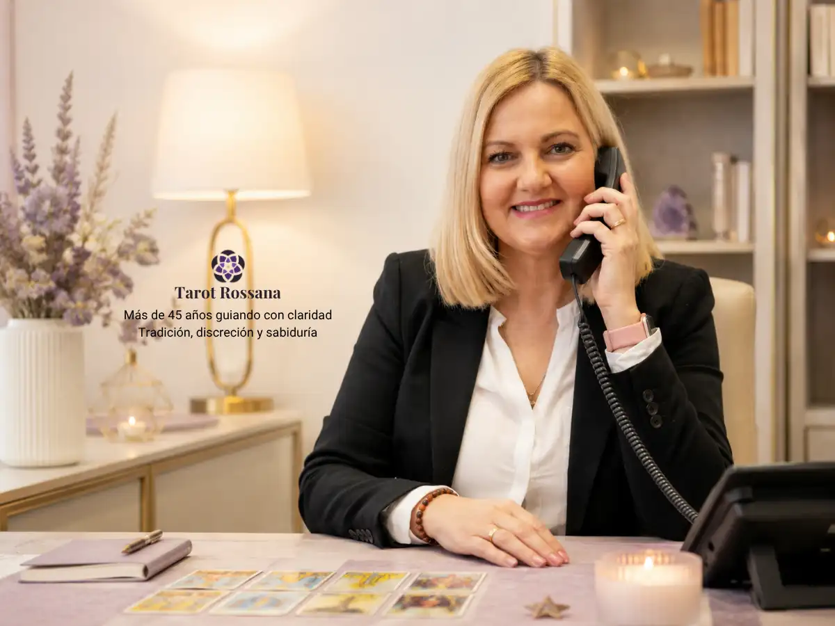 Tarotista profesional en una consulta de tarot evolutivo